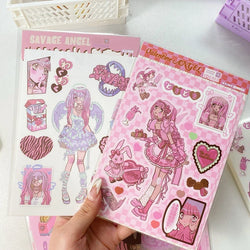 Korean ins Sweet Cool Girl Sticker Diary Scrapbooking DIY Album Decoration Sticker Aesthetic Stationery Art Supplies Personalizd (ONLINE ORDER ONLY)