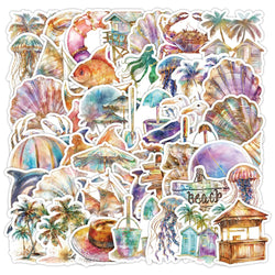 Beach Shell Stickers 10/30/50PCS Waterproof PVC Skateboard Notebook Decor (Online Order Only)