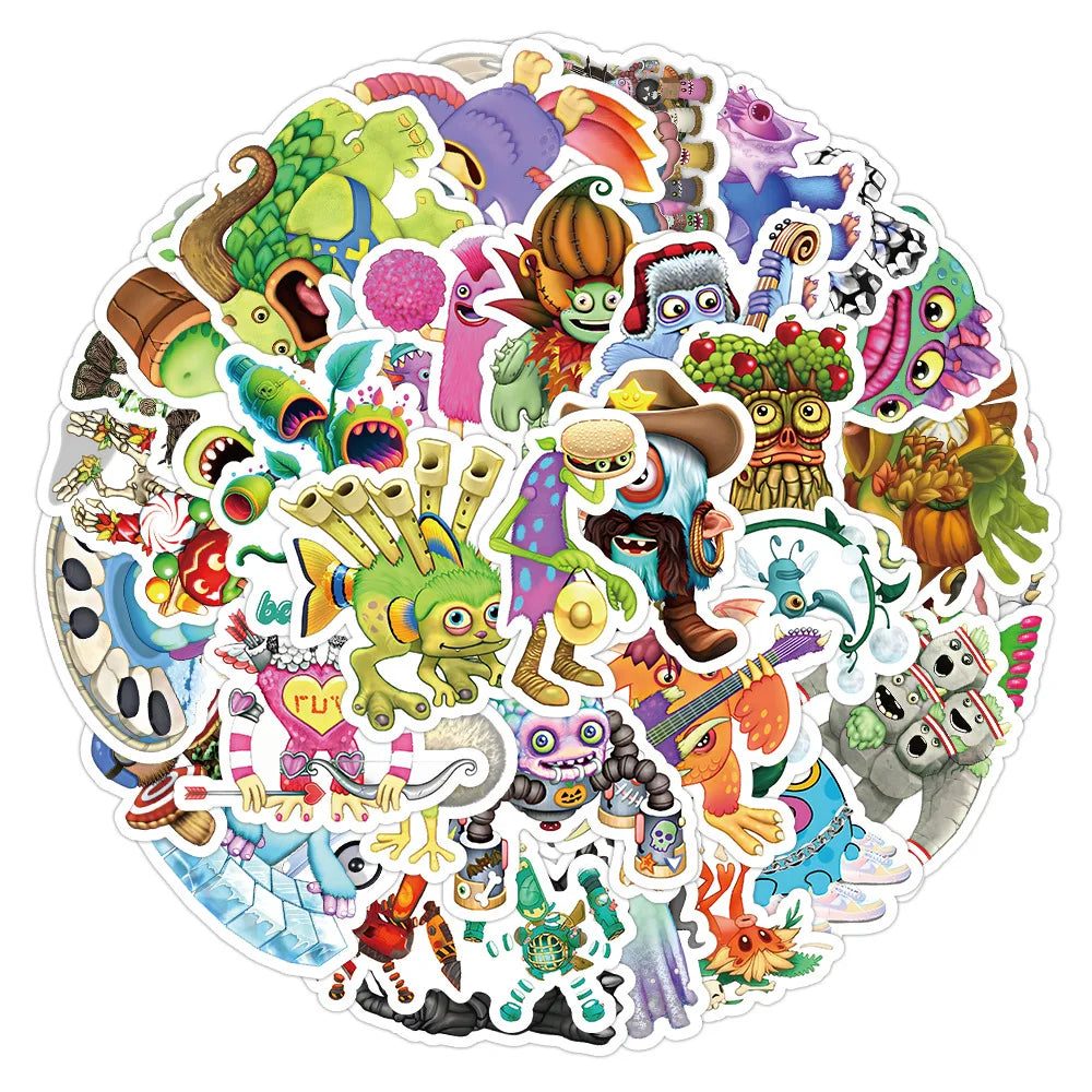 10/30/50PCS My Singing Monster Stickers Game Cute Cartoon Decals Toy DIY Notebook Laptop Phone Skateboard Car Kids Sticker Gift (ONLINE ORDER ONLY)