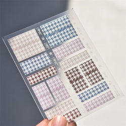 Charming Geometric Black Khaki Brown Grid Houndstooth Snowflake Flat Chic  Adhesive Nail Art Decoration Stickers Manicure Decals (Online Order Only)