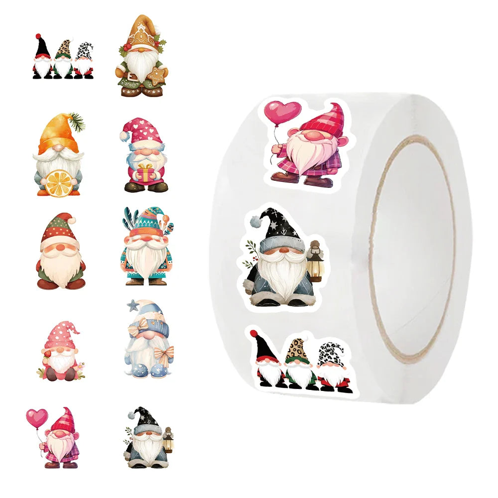 500 Pcs/Roll Cartoon Gnome Dwarf Stickers Kindergarten Children's Reward Sticker Gift Decorative Sticker (Online Order Only)