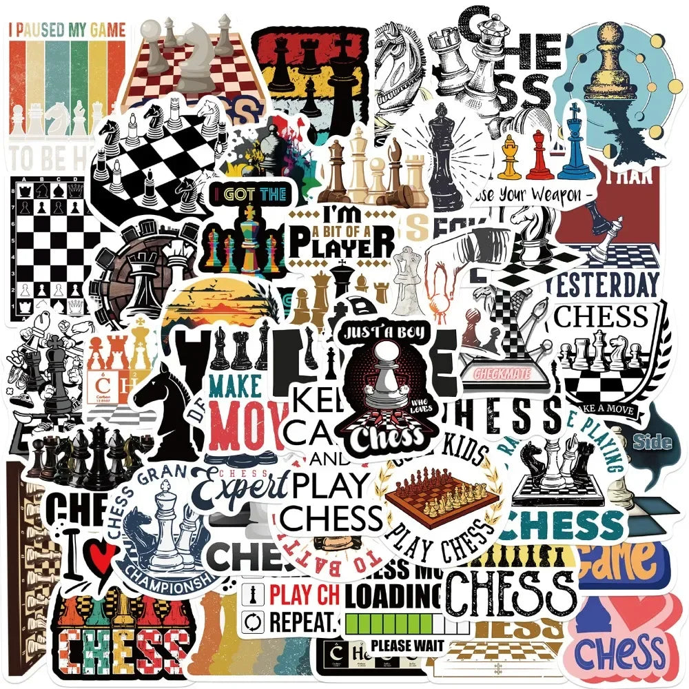 10/50pcs Chess Game Stickers Aesthetic Graffiti Decals For Laptop Luggage Skateboard Motorcycle Diary Waterproof Sticker (ONLINE ORDER ONLY)