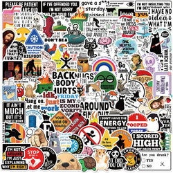 100pcs Snarky Meme Vinyl Stickers Funny Doodle Art For Laptops Skateboards Luggage Reusable Vinyl Decals For Diy Gifts (Online Order Only)