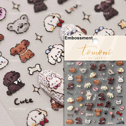 Cute Apple Fruit Dog Puppy Cat Kitten Adhesive Nail Art Sticker Charming Delicate Rhinestone Shiny Manicure Decals Nail Supplies (ONLINE ORDER ONLY)