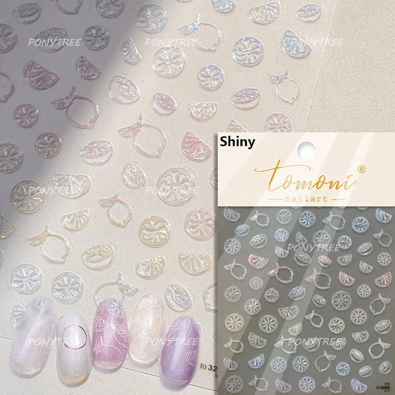Fruit Paradise Guava Strawberry Pear Peach Orange Watermelon Pitaya Cherry Kiwifruit Pineapple Nail Art Stickers Manicure Decals (ONLINE ORDER ONLY)