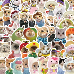 Cartoon Cat Stickers PVC Waterproof Skateboard Notebook Decor 56PCS (Online Order Only)