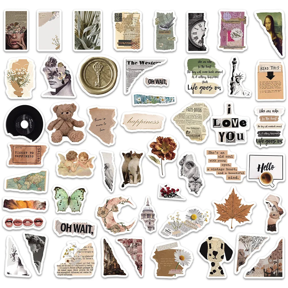 10/30/50PCS Broken Painting PVC Sticker Aesthetic Children's Decoration Scrapbooking Korean Stationery School Supplies for Kids (ONLINE ORDER ONLY)