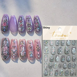 Shiny Colorful Color Block Fragment Square Fragment Grid Rhombus 3D Self Adhesive Nail Art Stickers Rhinestone Manicure Decals (Online Order Only)
