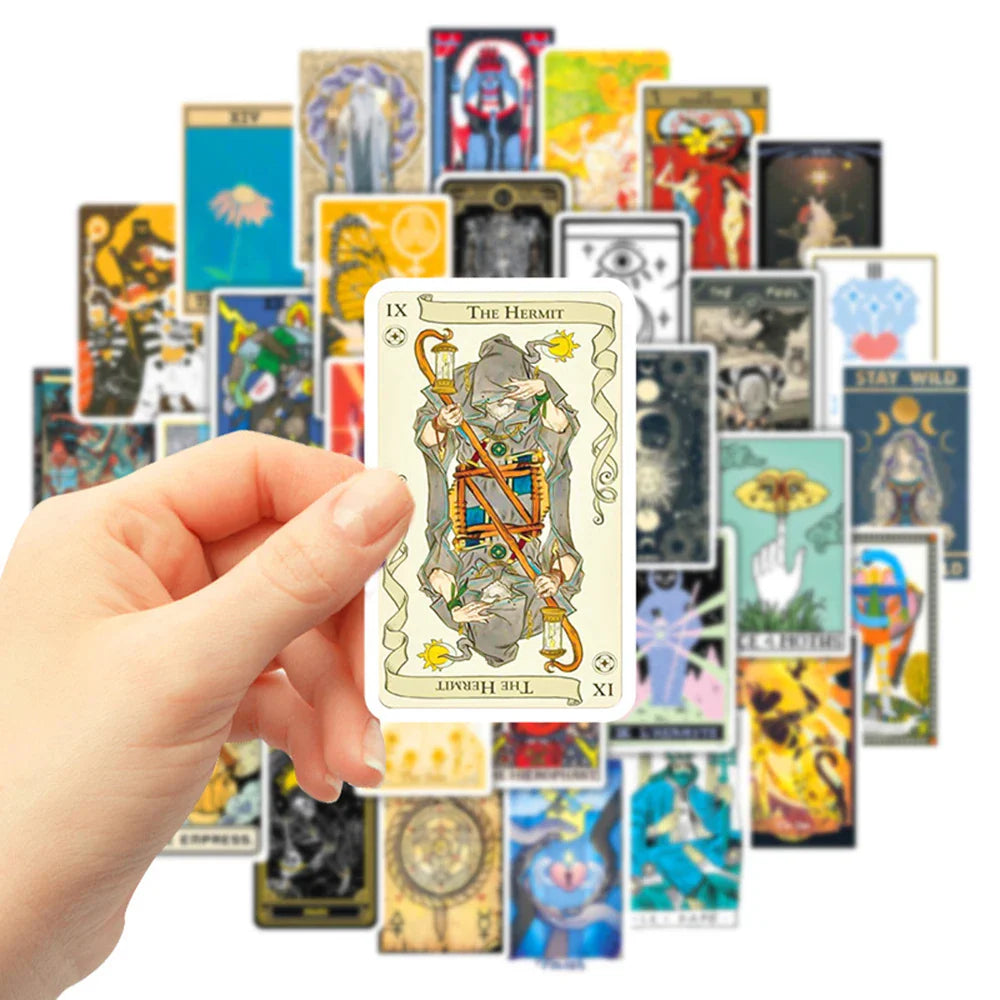 10/30/50PCS Divination Tarot Card Stickers Aesthetic DIY Fridge Laptop Skateboard Phone Car Art Graffiti Sticker Decal Kids Toys (ONLINE ORDER ONLY)