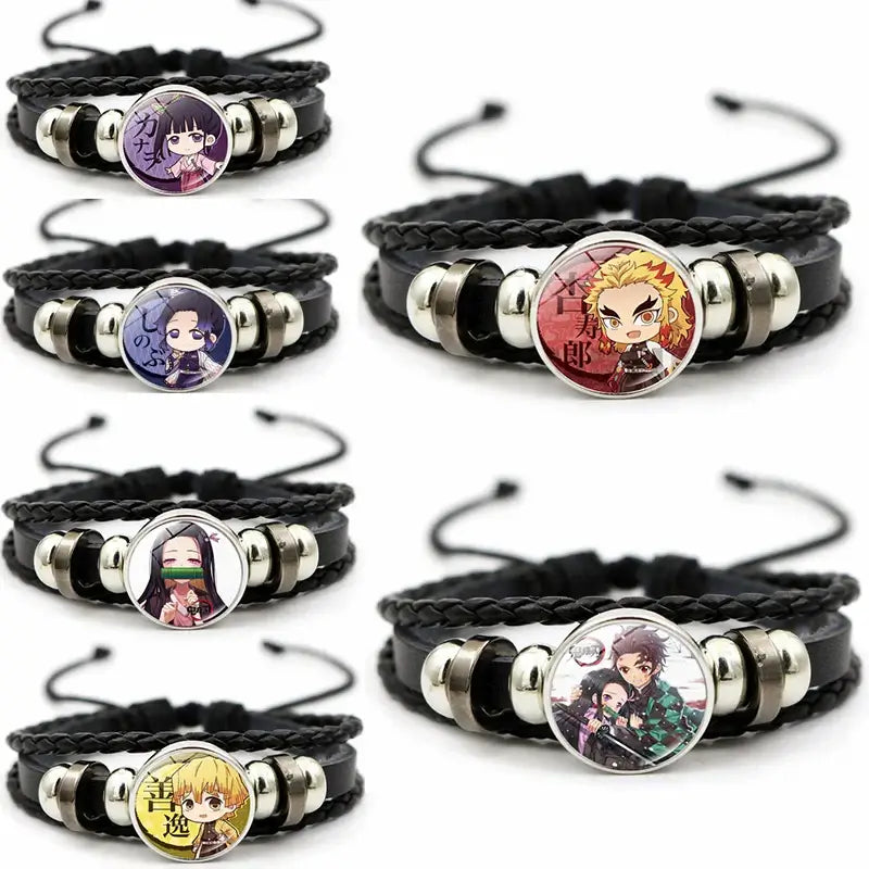 Demon Slayer Bracelet: Tanjiro & Nezuko Leather Charm (ONLINE ORDER ONLY)