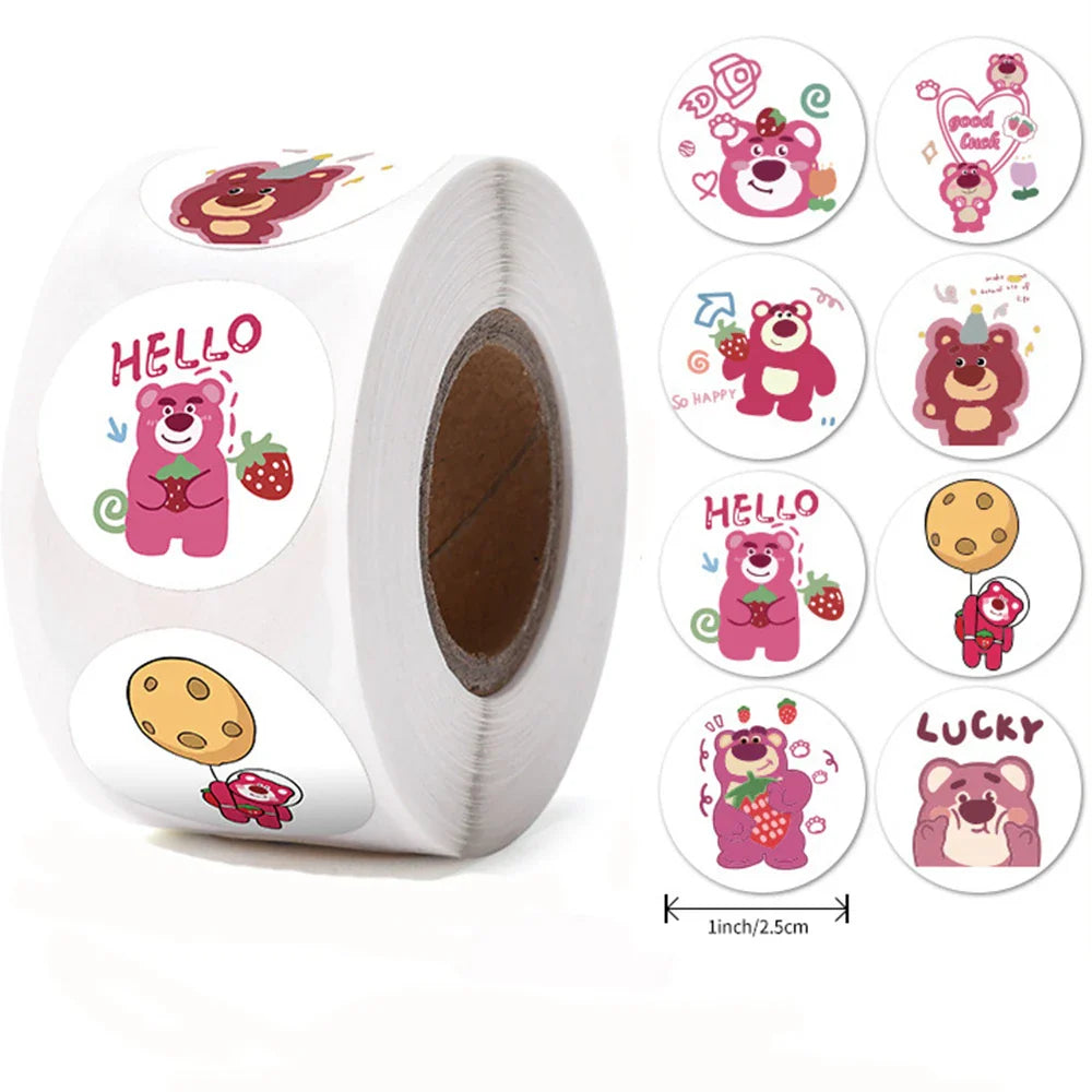 500pcs/Roll Cartoon Animal Stickers Anime Round Seal Diy Laptop Decals Stickers Cute Book Children Reward Kids Toy Gift (ONLINE ORDER ONLY)