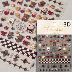 Toast Butter Brioche Bread Dim Sum Cookie Cherry Pudding Food Fork Doughnut Relief Adhesive Nail Art Stickers Manicure Decals (ONLINE ORDER ONLY)