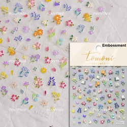 Chic Wild Flower Oil Painting Small Variegated Daisy Peach Blossom Lavender Petal Adhesive Nail Art Stickers Manicure Decals (Online Order Only)