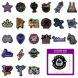 10/30/50/100pcs Neon Light Cartoon Graffiti Stickers Aesthetic DIY Skateboard Laptop Motorcycle Waterproof Cool Sticker for Kids (Online Order Only)