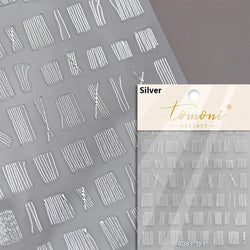 Chic Halo Dyeing Zebra Stripes Tender Black White Line Design Crescent Moon Arc Adhesive Nail Art Sticker Relief Manicure Decals (Online Order Only)