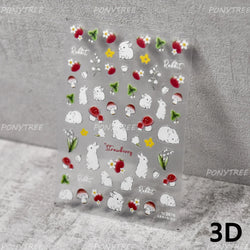 Cute Colored Mushrooms Water Bubbles Umbrella-shaped Plant Various Shapes Fungi Lovely Adhesive Nail Art Stickers Manicure Decal (ONLINE ORDER ONLY)