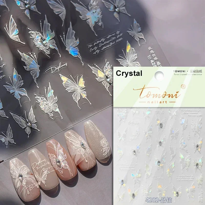 Dreamy Chic Butterfly Flower Bowknot Square Rhinestone Crystal 5D Self Adhesive Nail Art Stickers Fantasy Shiny Manicure Decals (ONLINE ORDER ONLY)
