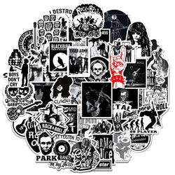 10/50pcs Cool Rock Roll Music Stickers Band DIY Helmet Guitar Phone Laptop Motorcycle Skateboard Luggage Classic Sticker Toy (Online Order Only)