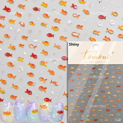 Lotus Flower Leaf Goldfish Ripple Wavelet Water Droplet Lotus Pond Brocaded Carp Self Adhesive Nail Art Stickers Manicure Decals (Online Order Only)
