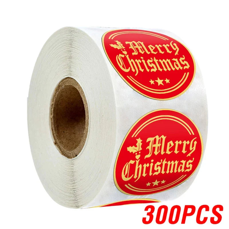 Rose Gold Merry Christmas Stickers Scrapbook 1inch 100-500pcs Sealing Label Stickers For Party DIY Packaging Stationery Stickers (ONLINE ORDER ONLY)