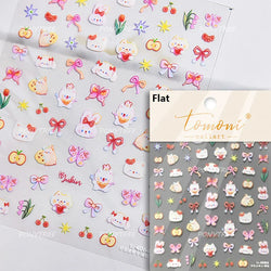 Cute Apple Fruit Dog Puppy Cat Kitten Adhesive Nail Art Sticker Charming Delicate Rhinestone Shiny Manicure Decals Nail Supplies (ONLINE ORDER ONLY)