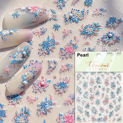 Hazy Feeling Bluestar-Amsonia Hubristic Blue Star Flower Floral Print 5D Soft Embossed Adhesive Nail Art Sticker Manicure Decals (ONLINE ORDER ONLY)