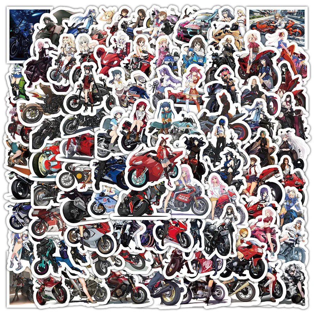 Motorcycle Girl Cartoon Animal Stickers for Laptop Luggage Snowboard Decals (Online Order Only)