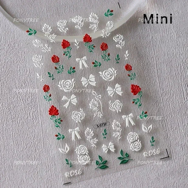 Pink Hot Stamping Flower Charm Peach Blossom Canglan Clover Daisy Pearl Self Adhesive Nail Art Decoration Sticker Manicure Decal (ONLINE ORDER ONLY)