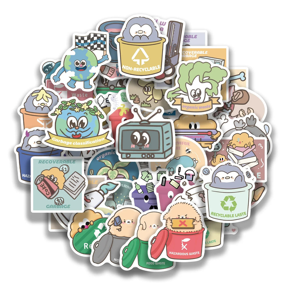 54Pcs Office Trashcan Sign Sorting Label Stickers Recycling Garbage Classification Stickers Logo Pvc Garbage Sorting Decals (ONLINE ORDER ONLY)