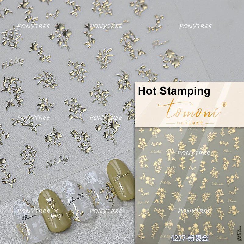 Hazy Feeling Bluestar-Amsonia Hubristic Blue Star Flower Floral Print 5D Soft Embossed Adhesive Nail Art Sticker Manicure Decals (ONLINE ORDER ONLY)