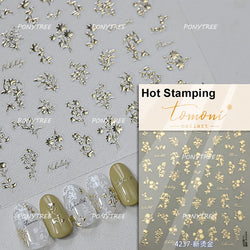Hazy Feeling Bluestar-Amsonia Hubristic Blue Star Flower Floral Print 5D Soft Embossed Adhesive Nail Art Sticker Manicure Decals (ONLINE ORDER ONLY)