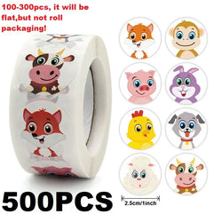 100-500PCS New Kids Stickers Korean Stationery Rolling Cartoon Animal Stickers Roll Small Packaging Stickers Photocard Decor (ONLINE ORDER ONLY)