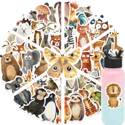 50Pcs Strange Watercolor Animals Stickers Cute Waterproof Decals For DIY Helmet Skateboard Laptop Motorcycle Cool Kids Gifts﻿ (ONLINE ORDER ONLY)