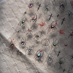 Cat Eye Halloween Terror Spider Cross Rose Love Heart Flower Snake Web Candy Bunny Thrilling Nail Art Stickers Manicure Decals (Online Order Only)