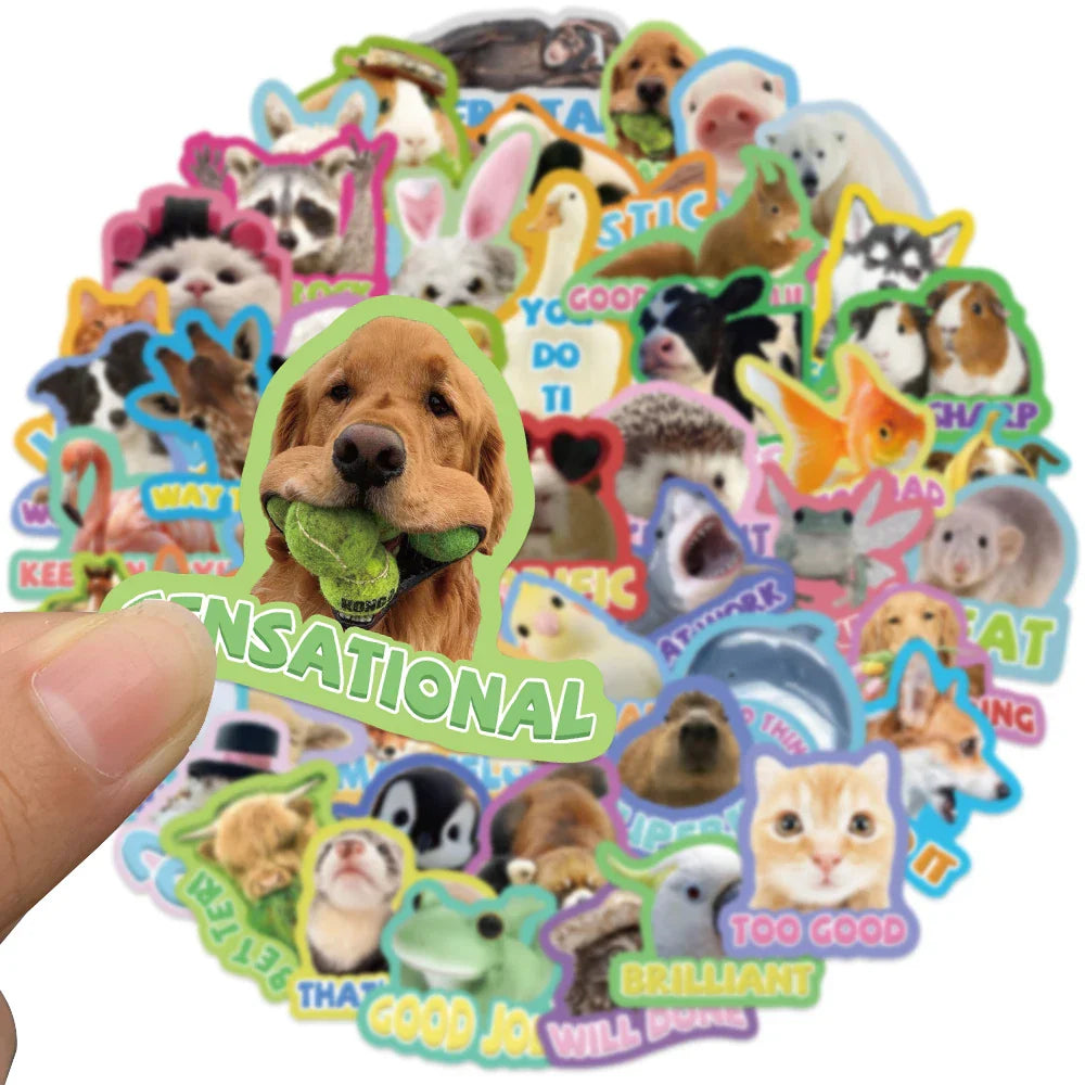50pcs Funny Animals Motivational Stickers Students Reward Sticker For Luggage Laptop Guitar Phone Waterproof Vinyl Decals (Online Order Only)
