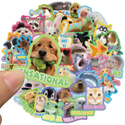 50pcs Funny Animals Motivational Stickers Students Reward Sticker For Luggage Laptop Guitar Phone Waterproof Vinyl Decals (Online Order Only)