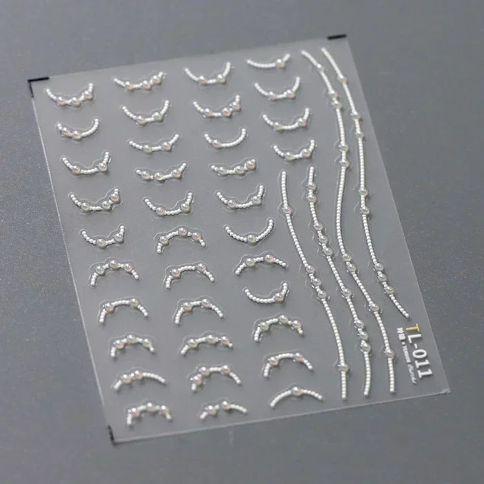 Chic Halo Dyeing Zebra Stripes Tender Black White Line Design Crescent Moon Arc Adhesive Nail Art Sticker Relief Manicure Decals (Online Order Only)
