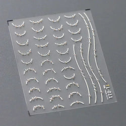 Chic Halo Dyeing Zebra Stripes Tender Black White Line Design Crescent Moon Arc Adhesive Nail Art Sticker Relief Manicure Decals (Online Order Only)