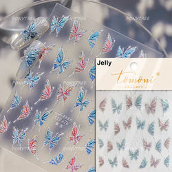 Delicate Dreamy Petal Star Tulip Flower Purple Bowknot Butterfly Illusion Chic Relief Adhesive Nail Art Stickers Manicure Decals (Online Order Only)