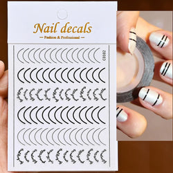 1Pc Laser Silver Gold Lines Stripe Nail Sticker Metal Strip Luxury Nails Slider Self Adhesive Slider Papers Transfer Stickers *& (Online Order Only)