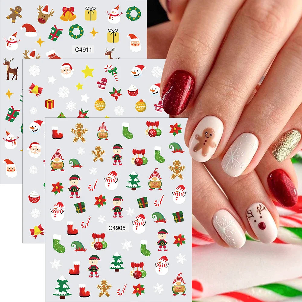 Merry Christmas Penguin Nail Art Sticker 3D Slider Deer Santa Claus Decal New Year Nail Decorations Sticker Manicure Accessories (ONLINE ORDER ONLY)