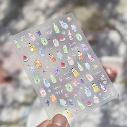 Soda Fruit Beverage Bottle Bear Watermelon Popsicle Dessert Ice Cream Cat Cherry Strawberry Bow Summer Nail Art Stickers Decals (ONLINE ORDER ONLY)