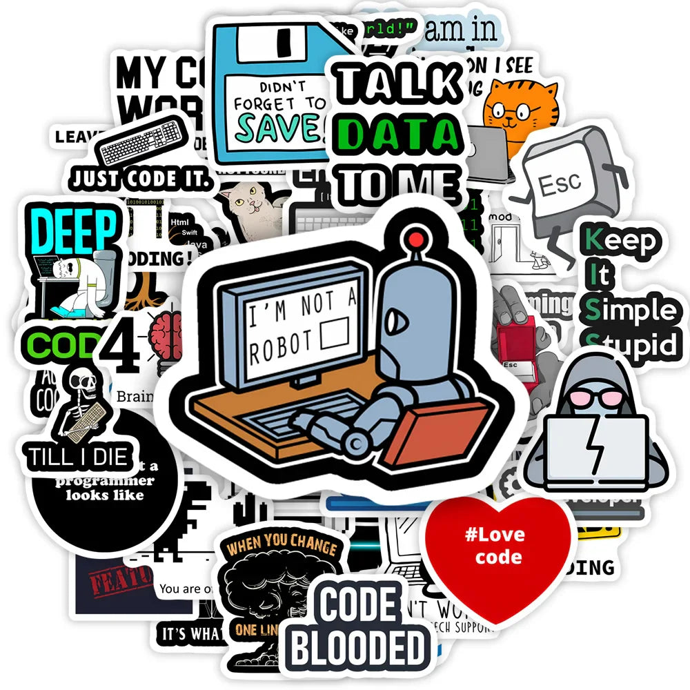Programming Stickers Java JS Php Docker Html Cloud Geek Hacker Development Language Decal for Phone Luggage Laptop Waterproof (ONLINE ORDER ONLY)