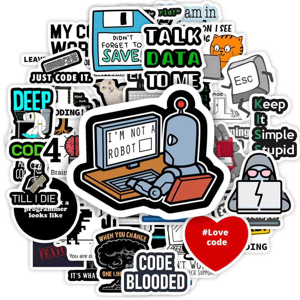 Programming Stickers Java JS Php Docker Html Cloud Geek Hacker Development Language Decal for Phone Luggage Laptop Waterproof (ONLINE ORDER ONLY)