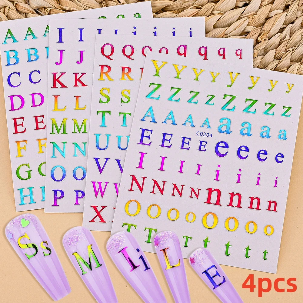 8pcs Gothic Alphabet Design Nail Art Stickers Retro English Letter Nail Art Stickers 3D Self-Adhesive Designs Nail Art Supplies* (Online Order Only)