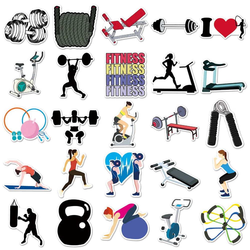 10/50Pcs Inspirational Fitness Graffiti Sticker Decals DIY Water Bottle Motorcycle Laptop GYM Cool Sticker for Kid Toys (ONLINE ORDER ONLY)