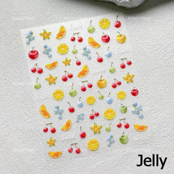 Carambola Grape Honey Peach Cherry Pineapple Pineapple Orange Apple Lemon Bromeliad Fruit Jelly Nail Art Sticker Manicure Decals (ONLINE ORDER ONLY)