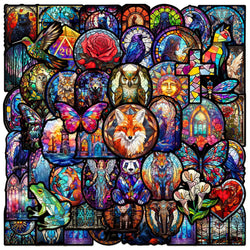 Aesthetic Colorful Glass Art Graffiti Stickers for DIY Suitcase Guitar Phone Laptop Skateboard Helmet (Online Order Only)