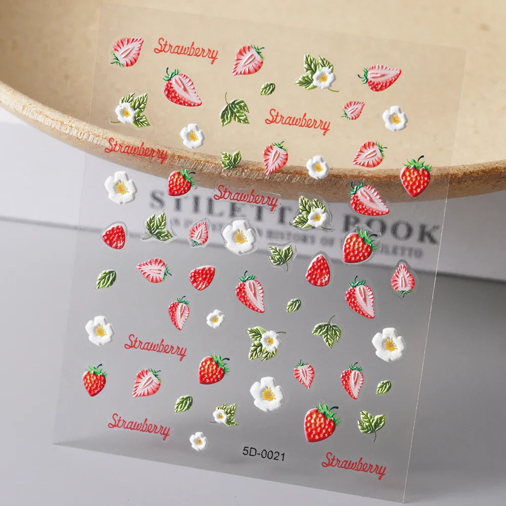 1 Sheet 5D Embossed Nail Art Stickers Graffiti Heart Flower Design Nail Art Decals Self-Adhesive DIY Manicure Nail Art Supplies* (ONLINE ORDER ONLY)
