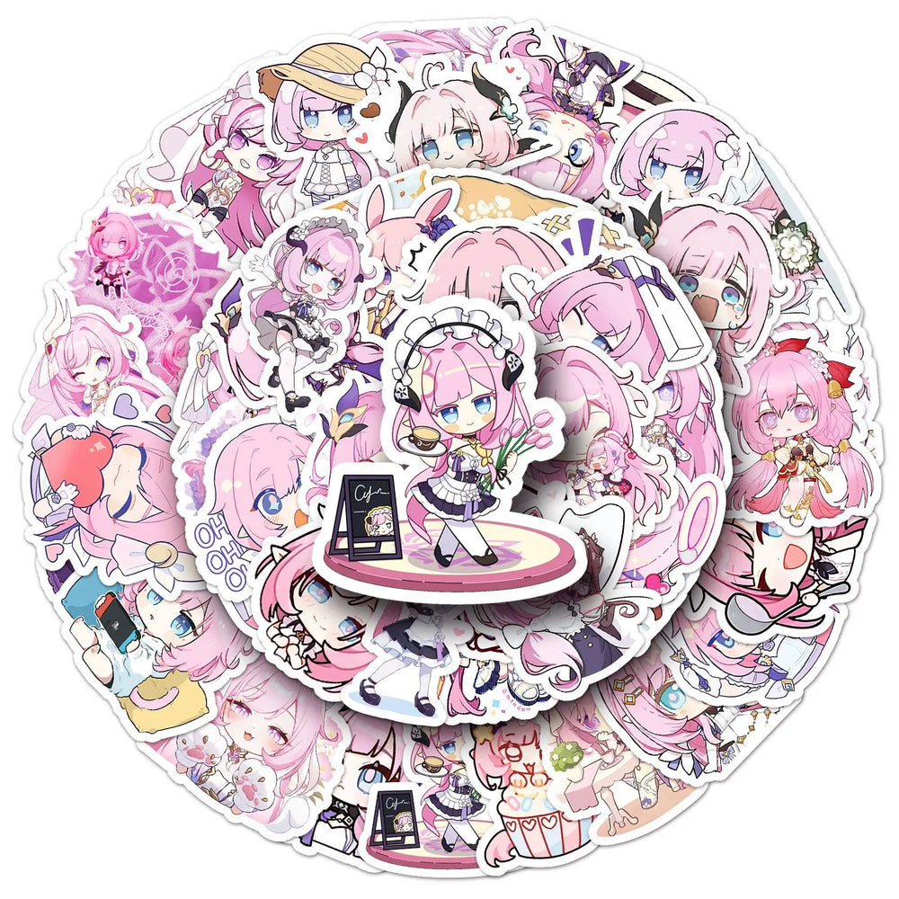 10/30/50PCS Honkai Impact 3 Stickers Cute Elysia Cartoon Sticker Fridge Luggage Laptop Phone Guitar Car Bike Skateboard Decals (ONLINE ORDER ONLY)
